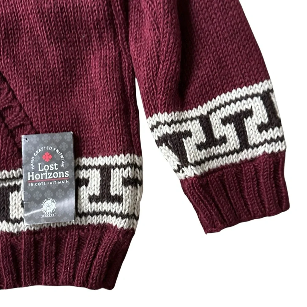 NWT Lost Horizons Men’s Phoenix Sweater Cardigan Hand Knit Wool Size L/XL